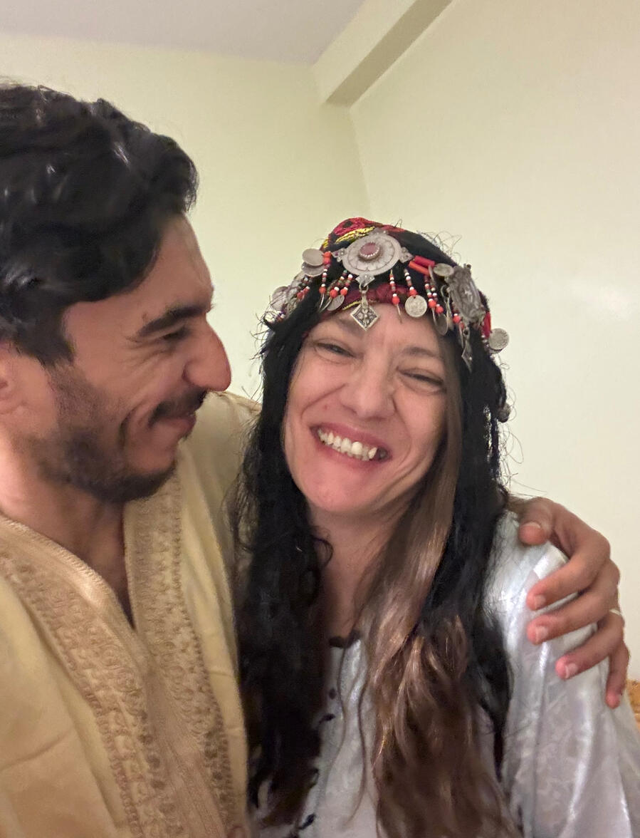 Erin and Salah on their nikkah day in Morocco, a joyful moment of love, connection, and new beginnings